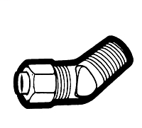 1/4 Inch (in) Tube Outside Diameter Captive Brass Sleeve Compression Fitting - Tube to Male Pipe 45º Elbow Adapter