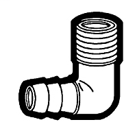 1 Inch (in) Hose Inner Diameter Air Line Hose Fitting - Hose Barb to Male Pipe Elbow