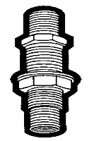2-15/16 Inch (in) Length Bulkhead & Frame Couplings - Male Pipe - One End Tapped Female Pipe Bulkhead-Union Adapter