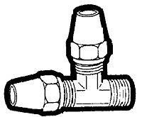 1/2 Inch (in) Tube Outside Diameter Long Nut Compression Fitting Assemblies - Tube to Male Pipe Run Tee Adapter