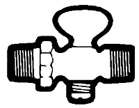 1/4 Inch (in) Male Pipe Thread Air Cocks Polished Brass - Male Pipe To Male Pipe- Tee Handle - Hexagonal Shoulder