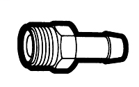 1/4 Inch (in) Hose Inner Diameter Beaded Hose Barbs - Automotive Fuel Line Style - Hose Barb to Male Inverted Flare