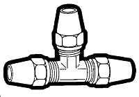 1/4 Inch (in) Tube Outside Diameter Long Nut Compression Fitting Assemblies - Tee Union