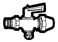 3/8 Inch (in) Male Pipe Thread Shutoffs - S.A.E. Flare to Male Pipe Straight Ground Seat