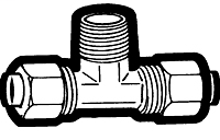 1/2 Inch (in) Tube Outside Diameter Captive Brass Sleeve Compression Fitting - Tube to Male Pipe Drop Tee Adapter