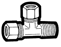 1/8 Inch (in) Male Pipe Thread Delrin Sleeve Compression Fitting - Tube to Male Pipe Run Tee Adapter
