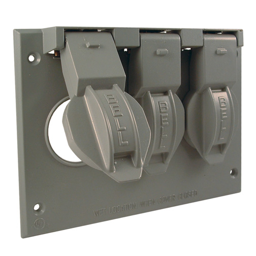 Three Gang Box Mount Flip Cover (3) Single 1.406 in. diameter