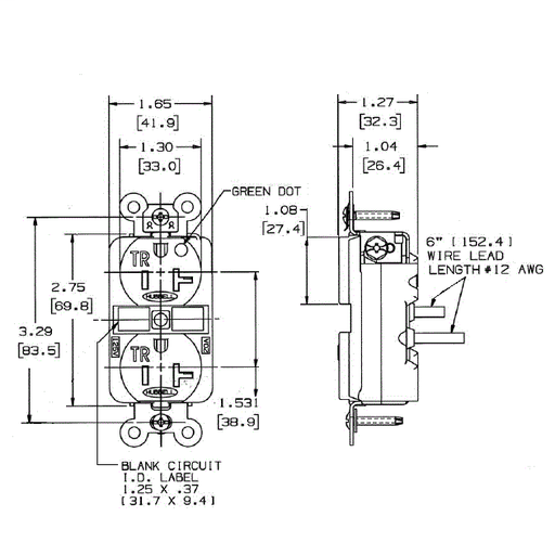Hubbell HBL8200SGADUP Receptacle, TAMPRES, 15A 125V, 515R, BR