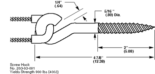 Product image for HPS 20303001 SCREW HOOK, GALV