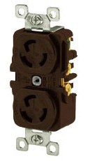 Product image for Hubbell L515DR Locking DUP Receptacle, 15A125V, SELSPEC, L5-15R, BR