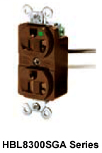 Product image for Hubbell HBL8300SGALADUP Receptacle, TAMP-RES, 20A 125V, 5-20R, AL
