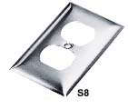 Product image for Hubbell Wiring Devices S8 1-Gang Satin 302/304 Stainless Steel Receptacle Wallplate