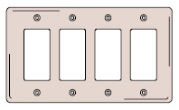 Styleline/Rectangular Plates, 4-Gang, Standard Size, White Nylon