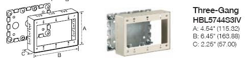 Product image for HCI HBL5744S3IV RACEWAY, 3G BOX, DE