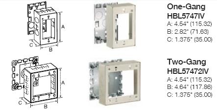 Product image for Hubbell Wiring Devices HBL5747IV 1-Gang Ivory Metal Raceway Shallow Box