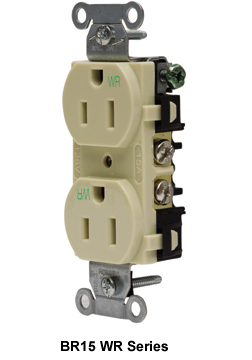 Product image for Hubbell BR20ALWR WTR RES, COM GRD, 20A 125V, 5-20R, AL