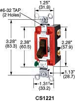 Product image for Hubbell CS1221LAU SWITCH, COM, SP, 20A 120/277V, LA, USA