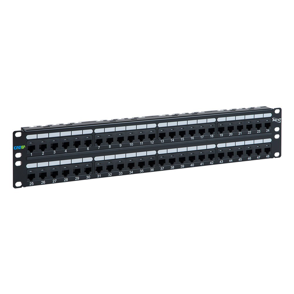 Product image for ICC ICMPP0486B PATCH PANEL, CAT 6A, 48-PORT, 2 RMS