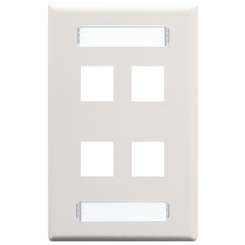 Product image for ICC IC107S04WH IC107 FACEPLATE W/STATION ID SINGLE GANG 4 PORT (WHITE)
