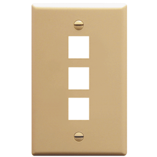 Product image for ICC IC107F03IV IVORY 3PORT SINGLE GANG WALL PLATE