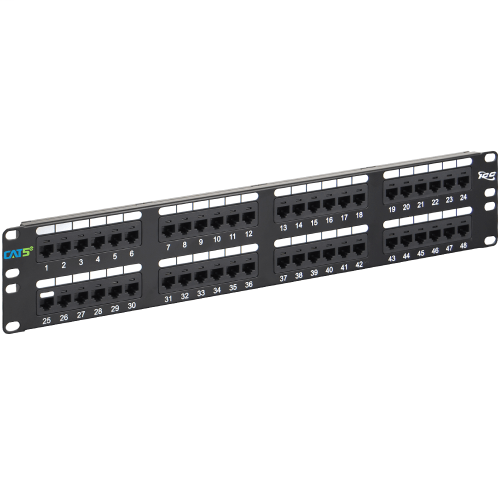 Product image for ICC ICMPP0485E 48PORT CAT5e PATCH PANEL 110 STYLE UNIVERSAL WIRING (568A&B)