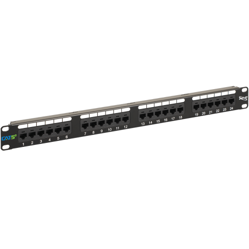 Product image for ICC ICMPP0245E 24PORT CAT 5e PATCH PANEL 110 STYLE UNIVERSAL WIRING (568A&B)