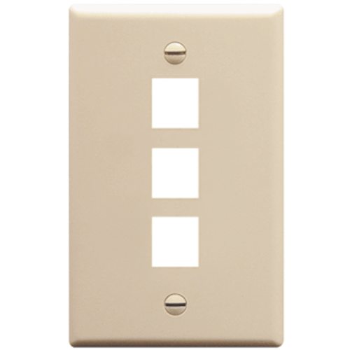 Product image for ICC IC107F03AL 3-PORT SINGLE GANG FACEPLATE ALMOND