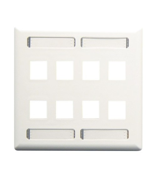 Product image for ICC IC107SD8WH 2GANG WHITE FACEPLATE 8PORT