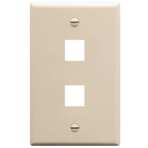 Product image for ICC IC107F02AL 2-PORT SINGLE GANG FACEPLATE ALMOND