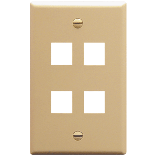Product image for ICC IC107F04IV IVORY 4PORT SINGLE GANG WALL PLATE