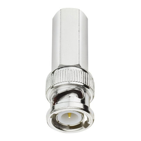 BNC Twist-on Plug, RG-59, Sol, PVC, 50 Ohm, Comm, 5/bag
