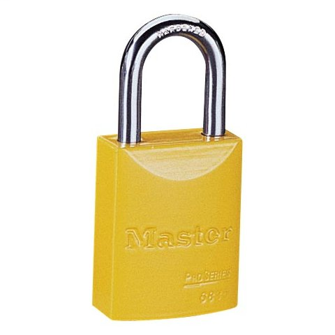 Product image for Ideal 44-923 Alum Padlock 1-1/16" Clearance, 1/4" Hasp Dia., Yellow