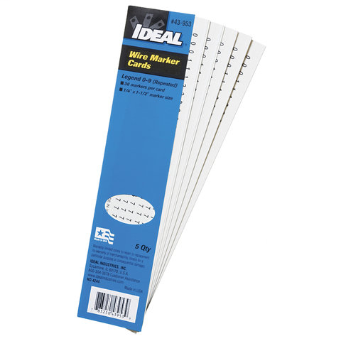 Wire Marker Cards, Consecutive NumbersLegend: 0-9 (Repeated)