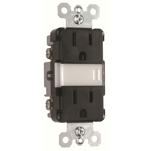 Night Light w/ Duplex 15A Tamper-Resistant Outlets, Black