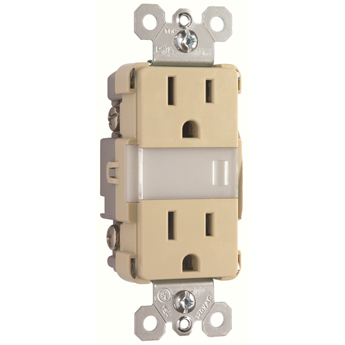 Night Light w/ Duplex 15A Tamper-Resistant Outlets, Ivory