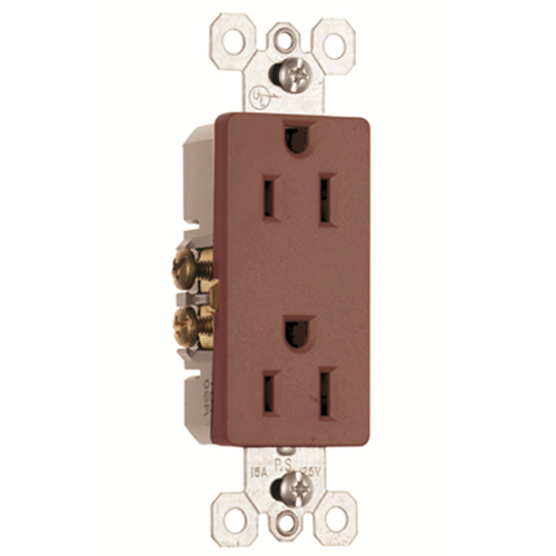 Pass & Seymour 885 15 Amp 125 VAC 2-Pole 3-Wire NEMA 5-15R Brown Thermoplastic Duplex Decorator Receptacle Pass & Seymour 885 15 Amp 125 VAC 2-Pole 3-Wire NEMA 5-15R Brown Thermoplastic Duplex Decorator Receptacle