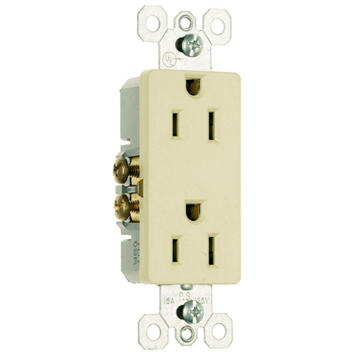 Pass & Seymour 885-I 15 Amp 125 VAC 2-Pole 3-Wire NEMA 5-15R Ivory Thermoplastic Duplex Decorator Receptacle Pass & Seymour 885-I 15 Amp 125 VAC 2-Pole 3-Wire NEMA 5-15R Ivory Thermoplastic Duplex Decorator Receptacle