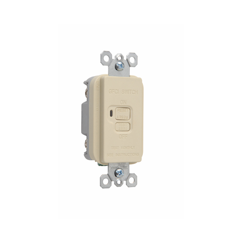 Product image for Pass & Seymour 2085-I 20 Amp 125 VAC 2-Wire NEMA 5-20R Ivory Thermoplastic Decorator Dead Front GFCI Receptacle