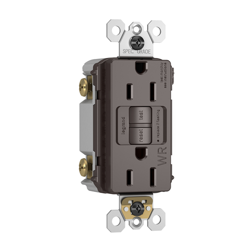 Trademaster®/Spec-Grade Weather-Resistant 15A Self-Test Duplex GFCI, Brown