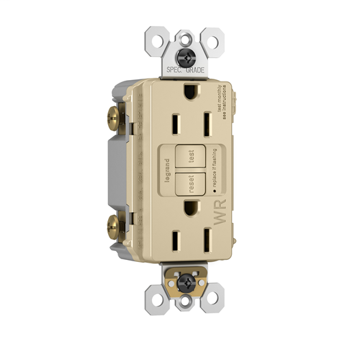 Trademaster®/Spec-Grade Weather-Resistant 15A Self-Test Duplex GFCI, Ivory