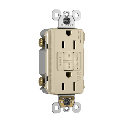 Trademaster®/Spec-Grade Weather-Resistant 15A Self-Test Duplex GFCI, Light Almond
