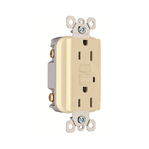 TradeMaster/Spec Grade 15A Duplex GFCI, Ivory