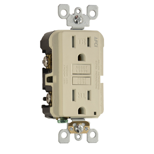 Product image for Pass & Seymour AF-15TRI 15A 125V AFCI Tamper-Resistant Receptacle, Ivory