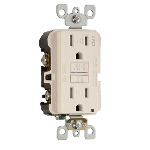 Product image for Pass & Seymour AF-15TRLA 15A 125V AFCI Tamper-Resistant Receptacle - Light Almond