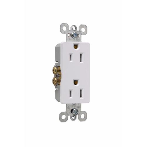 Pass & Seymour 885-SW 15 Amp 125 VAC 2-Pole 3-Wire NEMA 5-15R White Thermoplastic Duplex Decorator Receptacle Pass & Seymour 885-SW 15 Amp 125 VAC 2-Pole 3-Wire NEMA 5-15R White Thermoplastic Duplex Decorator Receptacle