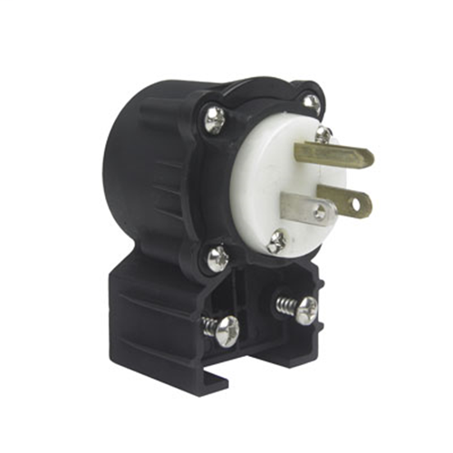 15A, 125V EHU GCM Angled Plug, Black & White