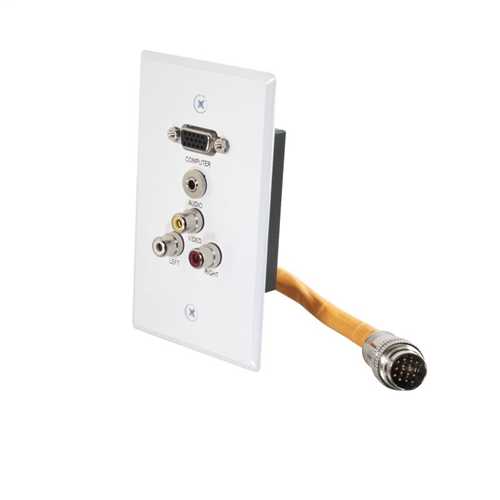 RapidRun® Single Gang Integrated VGA (HD15) + 3.5mm + Composite Video + Stereo Audio Wall Plate - White