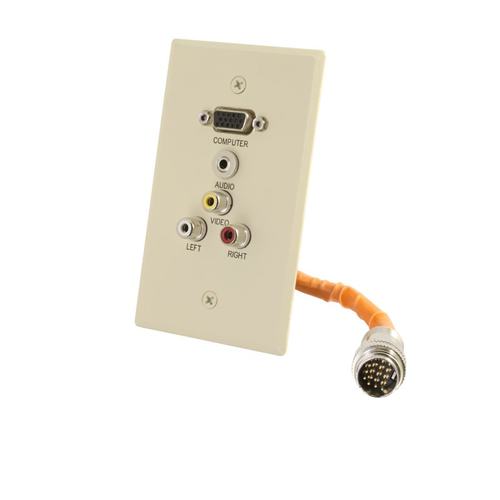 RapidRun® Single Gang Integrated VGA (HD15) + 3.5mm + Composite Video + Stereo Audio Wall Plate - Ivory