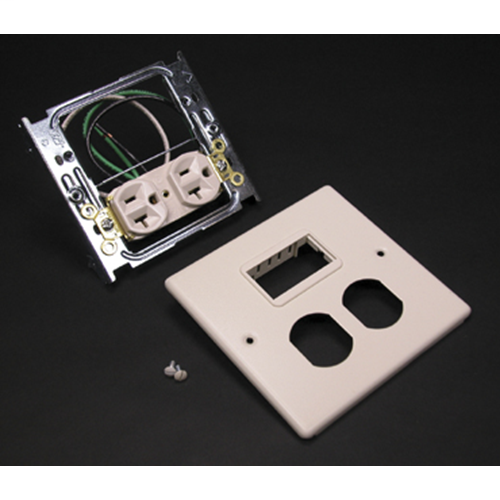 4047 Two-Gang Cover One Duplex Receptacle Installed Activate Mini Adapter