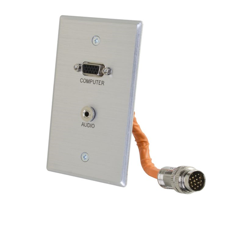 RapidRun® VGA (HD15) + 3.5mm Single Gang Wall Plate - Aluminum